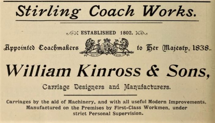 William Kinross & Sons Advert 1897