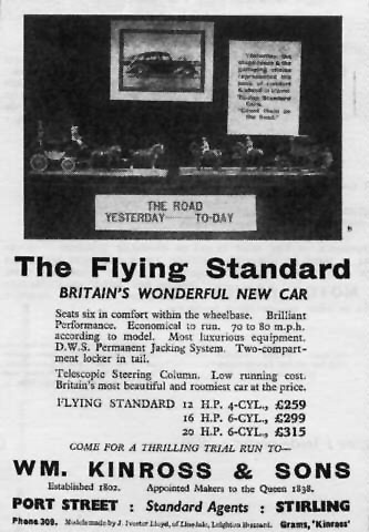 An advert for Standard Motor Cars, cir 1936