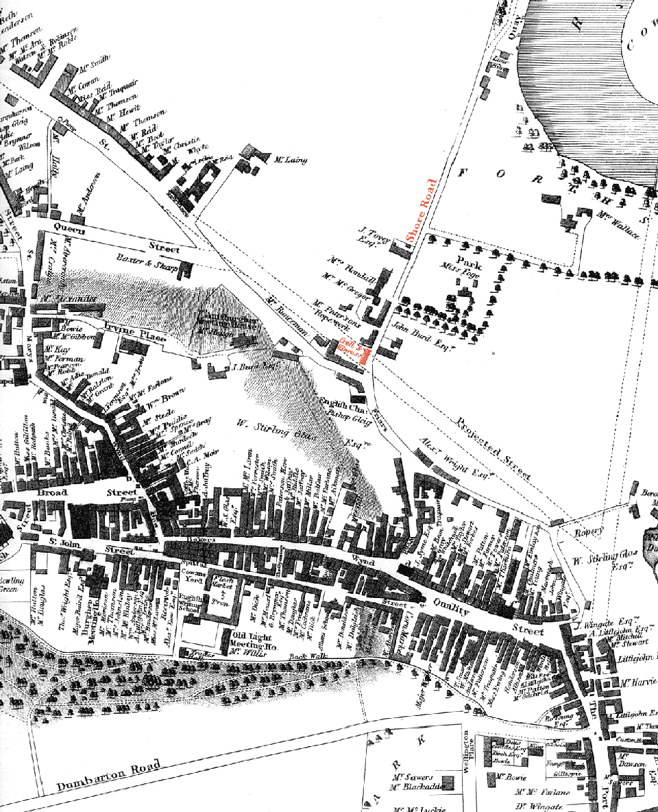 The location of Croall & Kinross, Shore Road is shown in red.